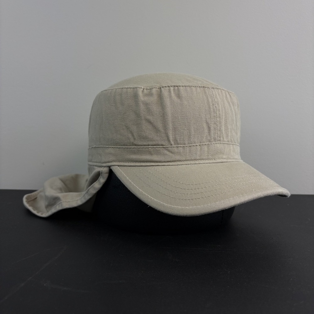 Blank Beige Tan Safari Cadet Hat Patrol Sun Shield Farming Cap Fitted S/M